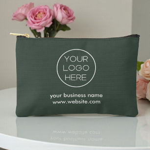 Pochette À Accessoires Logo d'entreprise élégant personnalisé   Vert Luna