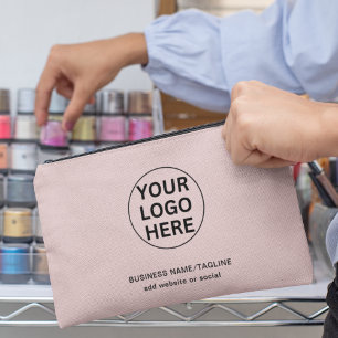 Pochette À Accessoires Logo d'entreprise personnalisé l Rose poudré promo
