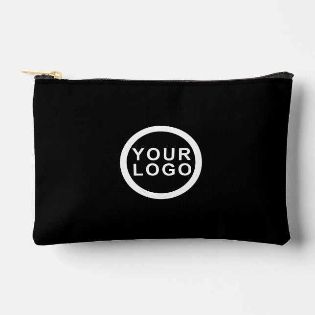 Pochette À Accessoires Logo d'entreprise Simple Élégant Noir moderne (Recto)