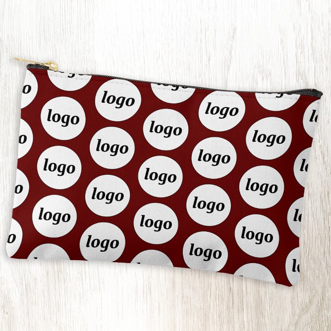 Pochette À Accessoires Logo Motif Business Promotion Bourgogne Rouge (Simple logo pattern business branding promotional burgundy red accessory zip pouch)