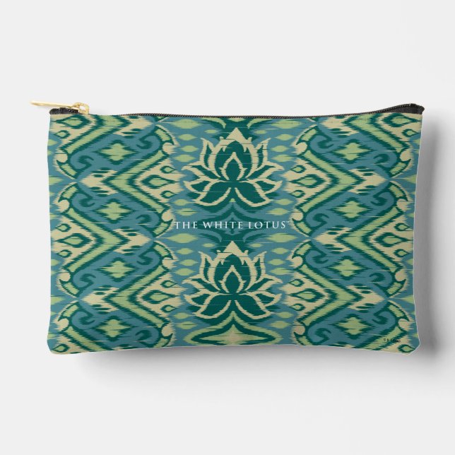 Pochette À Accessoires Lotus Ikat Motif - Le Lotus Blanc (Recto)