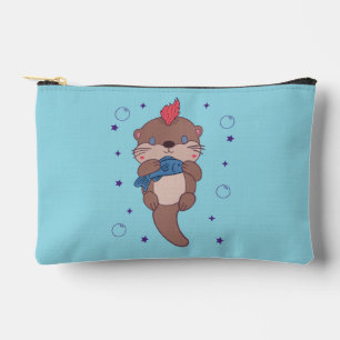 Pochette À Accessoires Loutre de mer punk rock avec poisson Drôle d'art