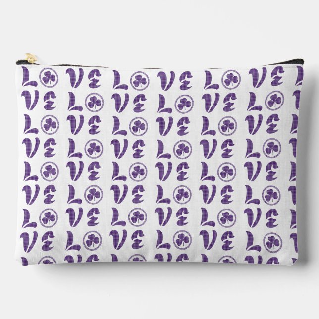 Pochette À Accessoires Love Shamrock Plaid Purple Gray Tartan Pattern (Recto)