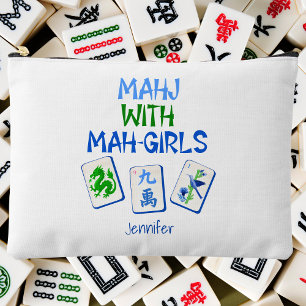 Pochette À Accessoires Mahjong Avec Mah Girls Aquarelle Carreaux Personna