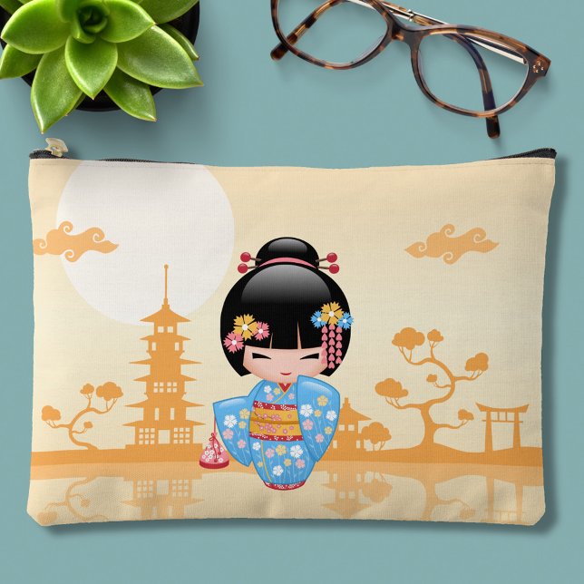 Pochette À Accessoires Maiko Kokeshi poupée mignonne japonais Geisha jaun (Créateur téléchargé)