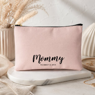 Pochette À Accessoires Maman   Noms d'enfants de maman moderne Rose poudr