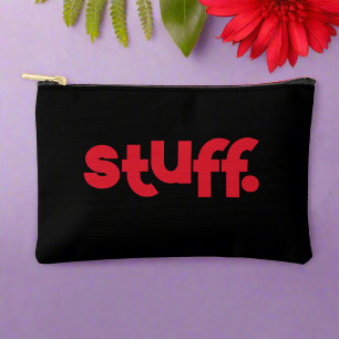 Pochette À Accessoires Maquillage de typographie noir et rouge chaud uniq