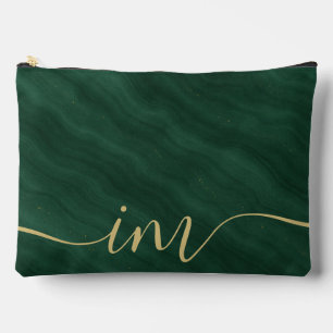 Pochette À Accessoires Marbre Abstrait vert avec initiales personnalisées
