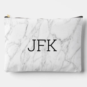 Pochette À Accessoires Marbre blanc pierre personnalisée monogramme grand