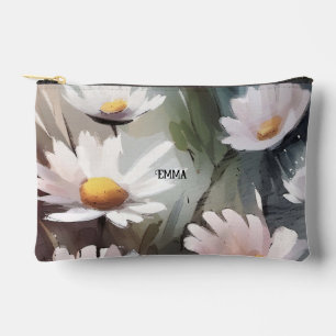 Pochette À Accessoires Marguerites Aquarelle Nom Personnalisé