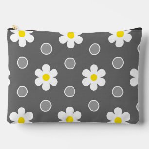 Pochette À Accessoires Marguerites et Pois gris et blancs