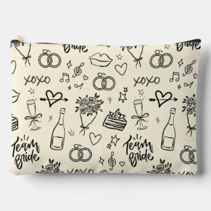 Pochette À Accessoires Mariage Doodle Dessiné à la Main Jaune