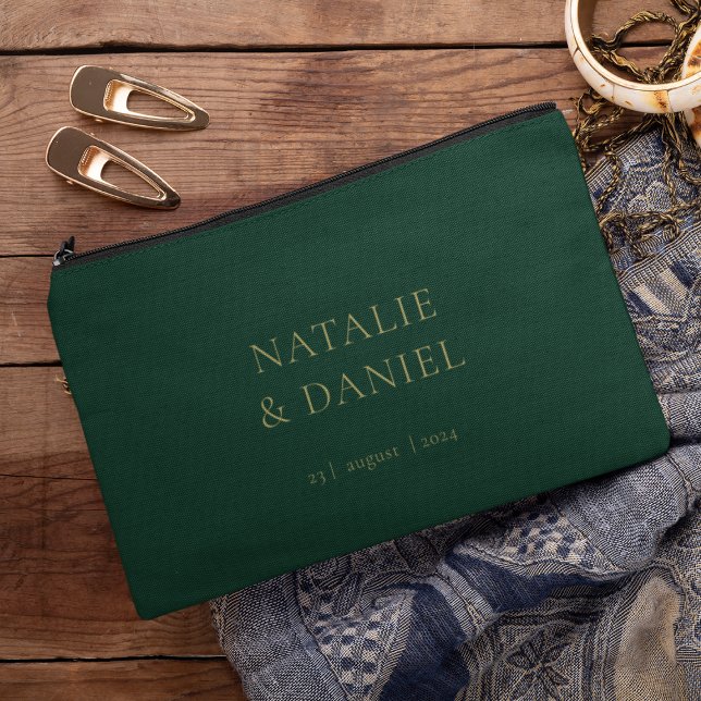 Pochette À Accessoires Mariage Emerald Green et Gold Chic (Créateur téléchargé)