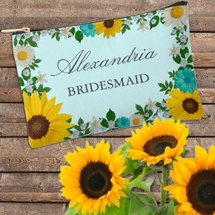 Pochette À Accessoires Mariage Floral de Tournesol Rustique Daisy