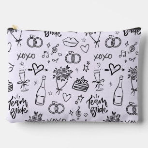 Pochette À Accessoires Mariage Lavande Dessiné à la Main Doodle