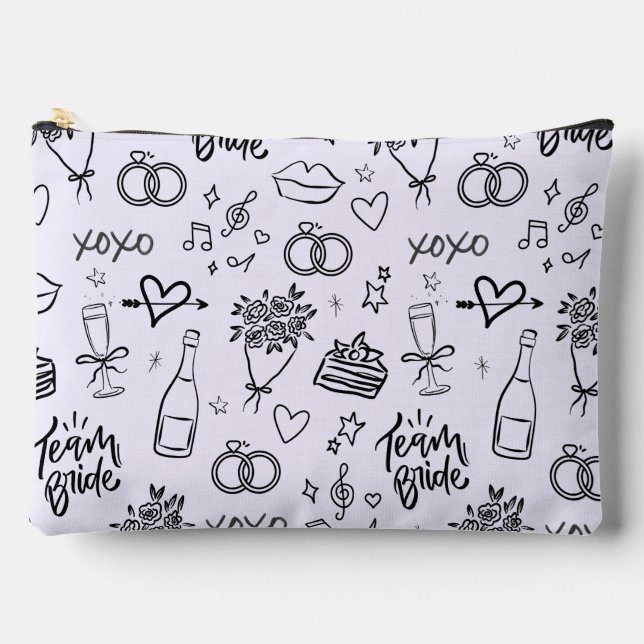 Pochette À Accessoires Mariage Lavande Doodle Dessiné à la Main (Recto)