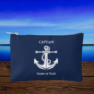 Pochette À Accessoires Marine Blue Captain Ancre Nom du bateau nautique