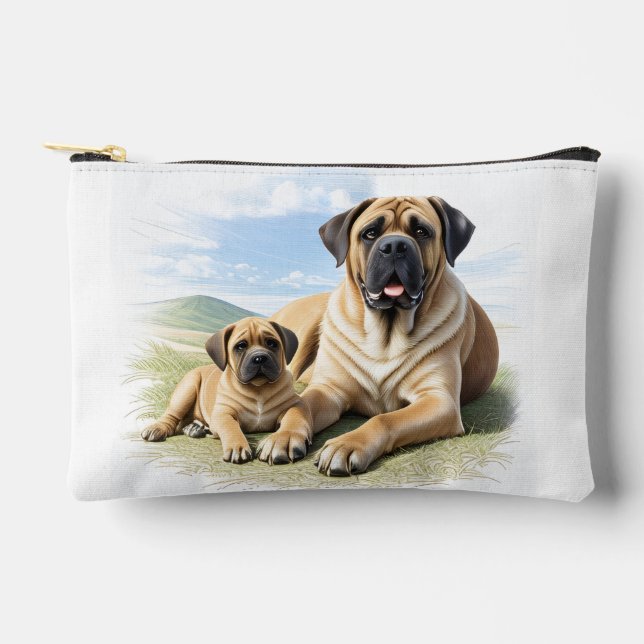 Pochette À Accessoires Mastiff Dogue anglaise avec enfant en vacances (Recto)
