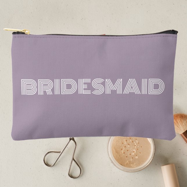 Pochette À Accessoires Mauve Typographie moderne Bridesmaid (In Situ Makeup)