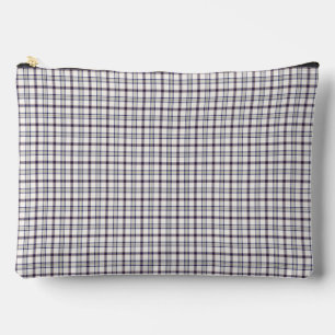 Pochette À Accessoires Merino Blanc et Zodiaque Bleu à carreaux