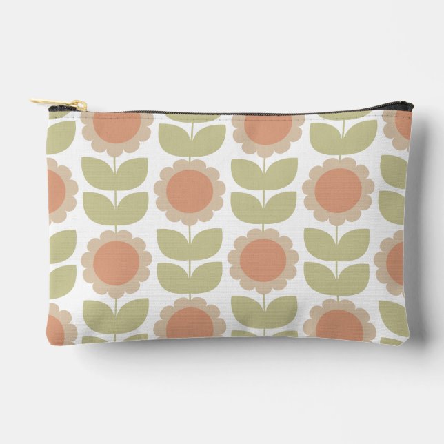 Pochette À Accessoires  Mid-Century Pastel Pink Retro Floral Pattern (Recto)