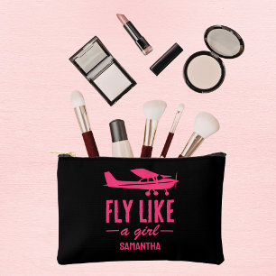 Pochette À Accessoires Mignon Avion Rose Voler Comme Une Fille Aviation F
