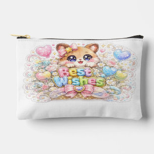 Pochette À Accessoires Mignon Kawaii Meilleurs Vœux Chat Pastel Rose Flor