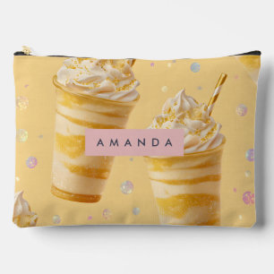 Pochette À Accessoires Milkshake personnalisé au caramel doré en spirale