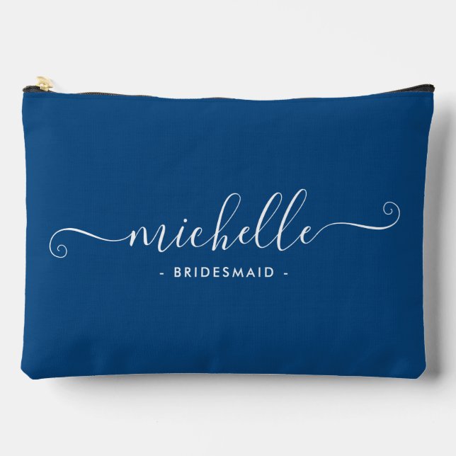 Pochette À Accessoires Mini Sapphire bleu Épouse personnalisée (Recto)