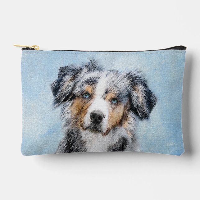 Pochette À Accessoires Miniature American Shepherd Peinture MAS Chien Art (Recto)