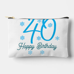 Pochette À Accessoires modèle bleu pour le 40e anniversaire avec nom date