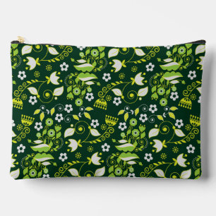Pochette À Accessoires Modèle floral scandinave moderne vert foncé