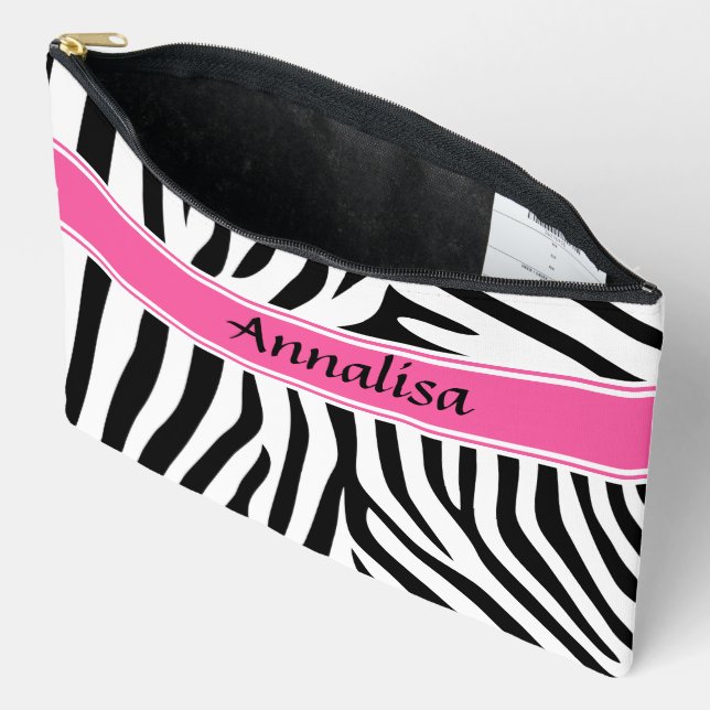 Pochette À Accessoires Moderne designer personnalisé zèbre strié Dames (Ouvrir)