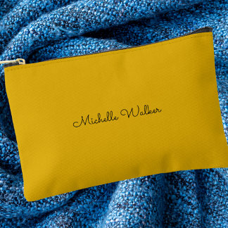 Pochette À Accessoires Moderne Jaune tendance élégant Monogramme noir