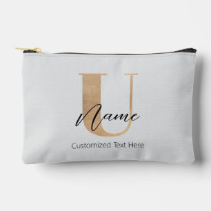 Pochette À Accessoires Moderne Monogramme Initiale U & Nom Personnalisé