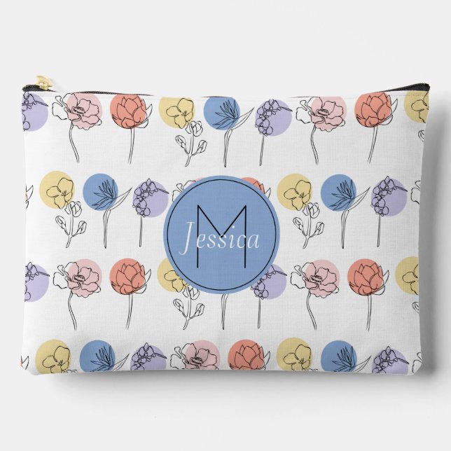 Pochette À Accessoires Moderne Pastel Motif Fleur Personnalisé (Recto)