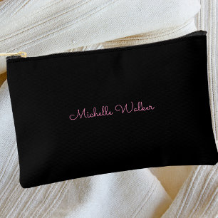 Pochette À Accessoires Moderne Tendance Élégant Noir Monogramme Élégant