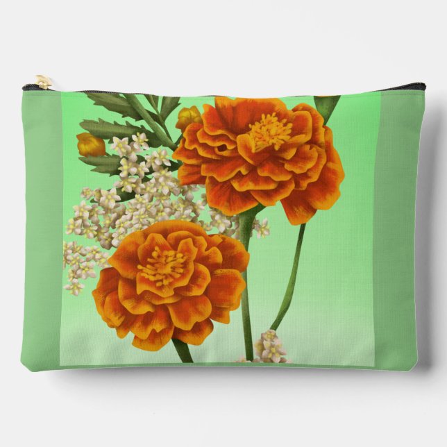 Pochette À Accessoires Mois de naissance Octobre Fleur Marigold Floral (Recto)