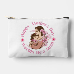 Pochette À Accessoires monde meilleur maman, écriture rose mignonne chic 