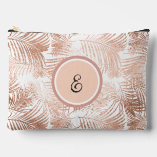 Pochette À Accessoires Monogramme de feuilles tropicales en or rose