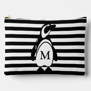 Pochette À Accessoires Monogramme de pingouin et de rayures