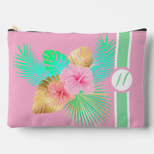 Pochette À Accessoires Monogramme de plage tropicale rose