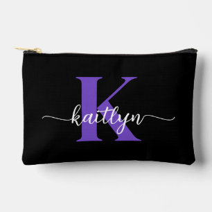 Pochette À Accessoires Monogramme de script violet noir