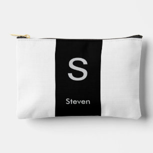Pochette À Accessoires Monogramme deux tons moderne noir et blanc