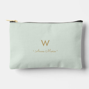 Pochette À Accessoires Monogramme d'or moderne Sage Green
