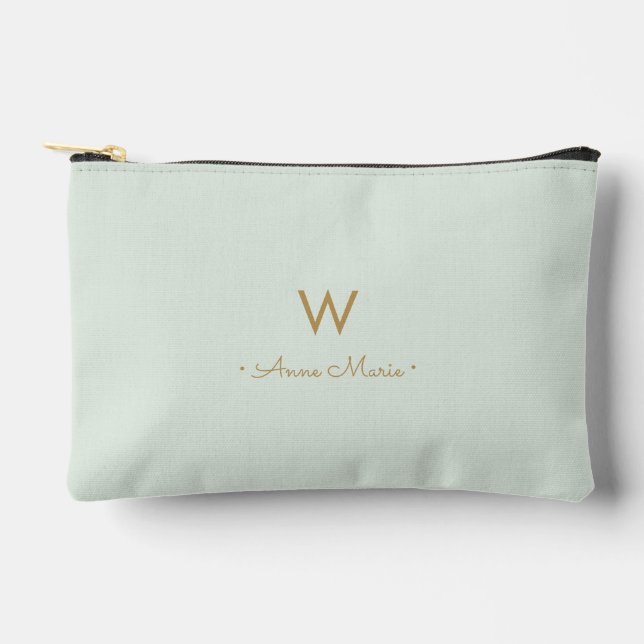 Pochette À Accessoires Monogramme d'or moderne Sage Green (Recto)