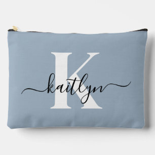 Pochette À Accessoires Monogramme élégant en bleu poussiéreux