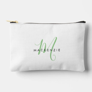 Pochette À Accessoires Monogramme élégant moderne blanc vert écriture