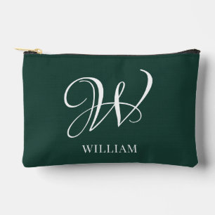 Pochette À Accessoires Monogramme Émeraude Élégant Personnalisé Initial