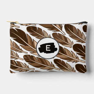 Pochette À Accessoires Monogramme en plume Boho personnalisé Petite poche
